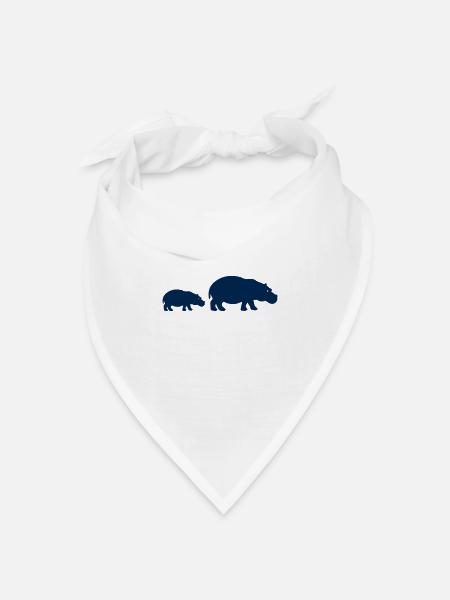 nilpferde silhouette - Bandana Dreieckstuch - Weiß