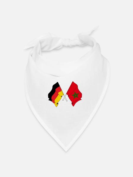 Flagge von Deutschland und Flagge Marokko - Bandana Dreieckstuch - Weiß