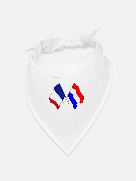 Flagge Frankreichs und Flagge der Niederlande - Bandana Dreieckstuch - Weiß