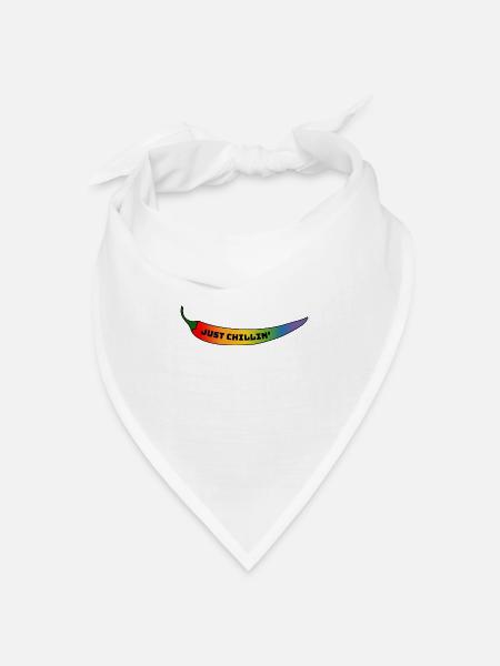 CSD Gay T Shirt Regenbogen Chili just chillin - Bandana Dreieckstuch - Weiß