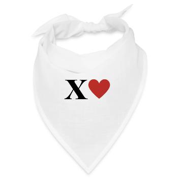 Buchstabe x Rotes Herz - Bandana Dreieckstuch - Weiß - Vorne