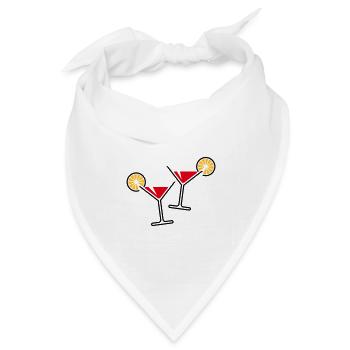 2 Cocktailgläser / Cocktail / Martini + (Rot) - Bandana Dreieckstuch - Weiß - Vorne