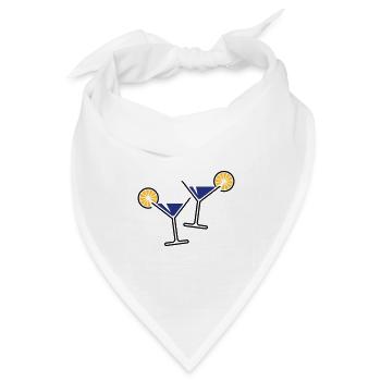 2 Cocktailgläser / Cocktail / Martini + (Blau) - Bandana Dreieckstuch - Weiß - Vorne