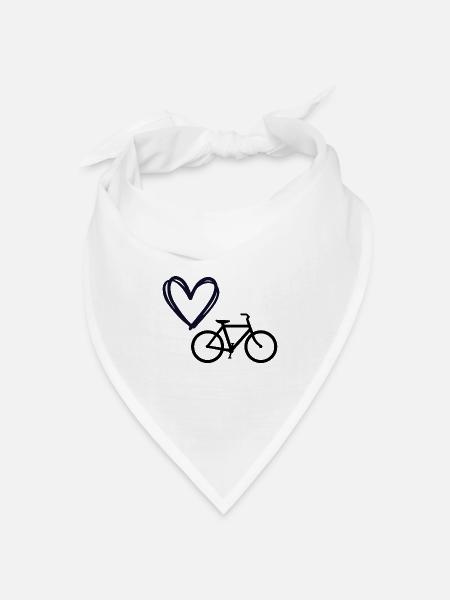 Fahrrad Liebe Design mit Herz und Fahrrad - Bandana Dreieckstuch - Weiß