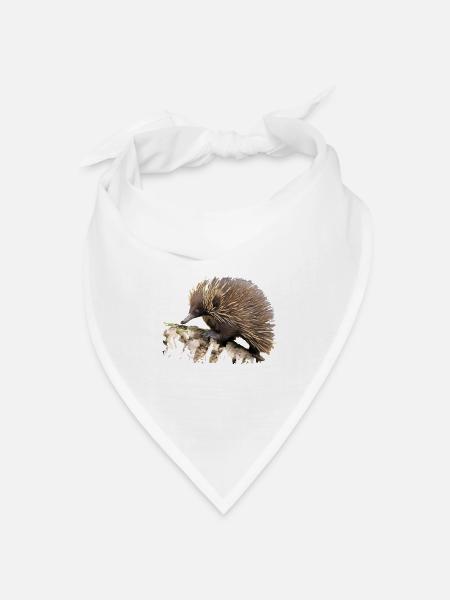 Igel in Aquarell auf Fels - Bandana Dreieckstuch - Weiß