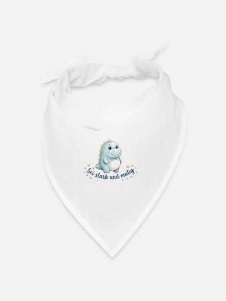 Sei stark & mutig Dino Josua 1:9 Kinder - Bandana Dreieckstuch - Weiß
