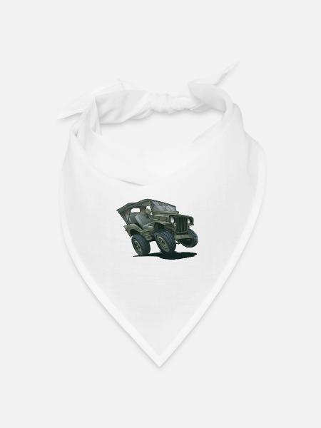 Willys MB Geländewagen mit Verdeck | RCCX - Bandana Dreieckstuch - Weiß
