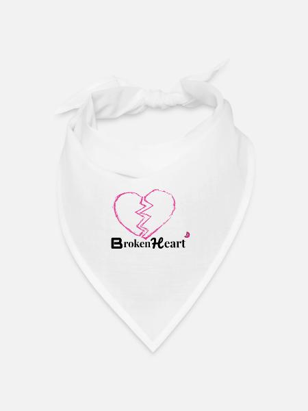 Zerbrochenes Herz Neon Pink - Bandana Dreieckstuch - Weiß
