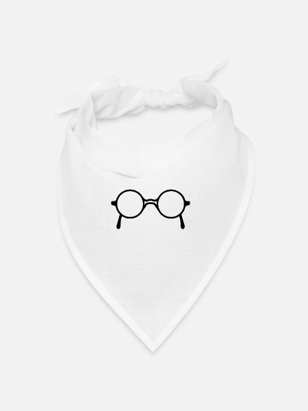 Brille - Bandana Dreieckstuch - Weiß