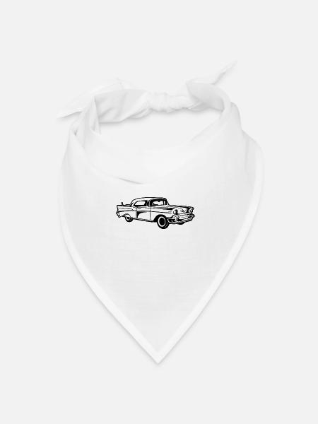 Chevy Bel Air / Oldtimer 01_schwarz - Bandana Dreieckstuch - Weiß