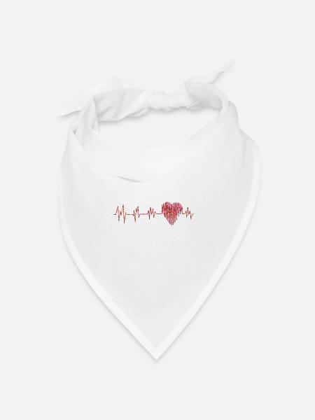EKG mit kleinen Herzen - Bandana Dreieckstuch - Weiß