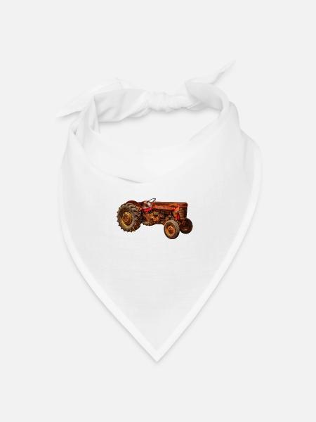 roter Traktor Oldtimer - Bandana Dreieckstuch - Weiß