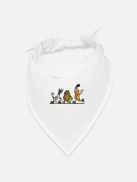 Gemüse Comicfiguren fröhlich - Bandana Dreieckstuch - Weiß