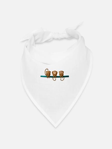 3 Baby Affen - Bandana Dreieckstuch - Weiß