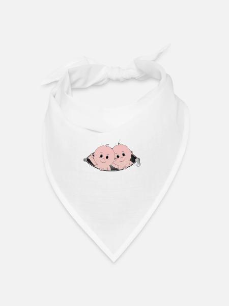 Kinder kommen aus einer Reißverschlusstasche - Bandana Dreieckstuch - Weiß
