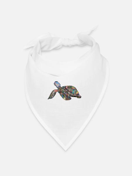 Schildkröte - Bandana Dreieckstuch - Weiß