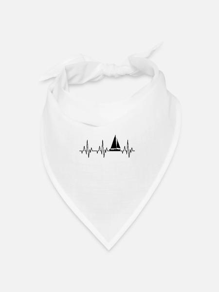 Herzschlag EKG Segeln Segelboot Segelschiff - Bandana Dreieckstuch - Weiß