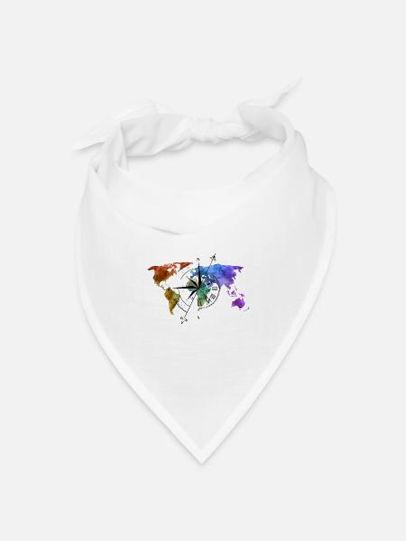 Weltenbummler Kompass - Bandana Dreieckstuch - Weiß