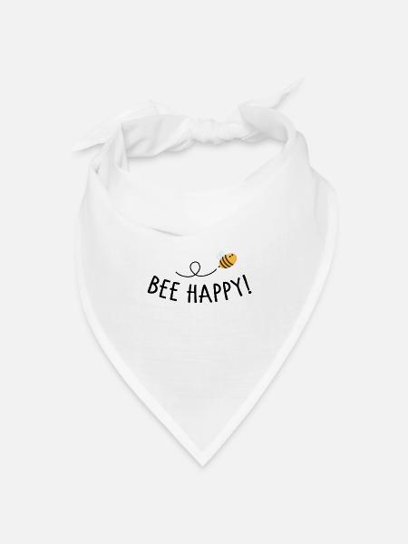 Bee happy - Bandana Dreieckstuch - Weiß