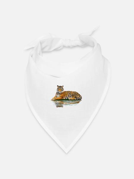 Tiger - Bandana Dreieckstuch - Weiß