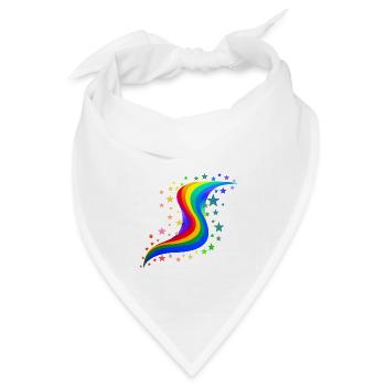 Regenbogen mit Sternen - Rainbow with stars - Bandana Dreieckstuch - Weiß - Vorne