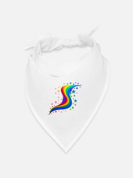 Regenbogen mit Sternen - Rainbow with stars - Bandana Dreieckstuch - Weiß