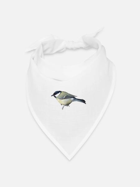 Vogel Kohlmeise - Bandana Dreieckstuch - Weiß