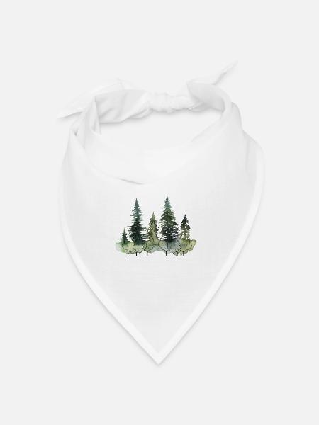Waldwald Wasserfarben Landschaft - Bandana Dreieckstuch - Weiß