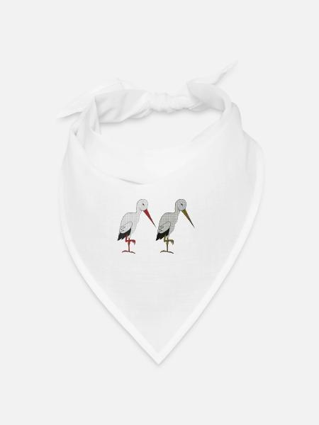 storchenpaar - Bandana Dreieckstuch - Weiß