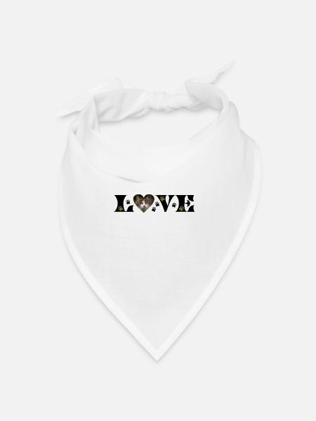 LOVE - Statement für Katzenfans - Bandana Dreieckstuch - Weiß