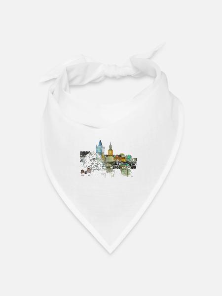 Prag - Bandana Dreieckstuch - Weiß
