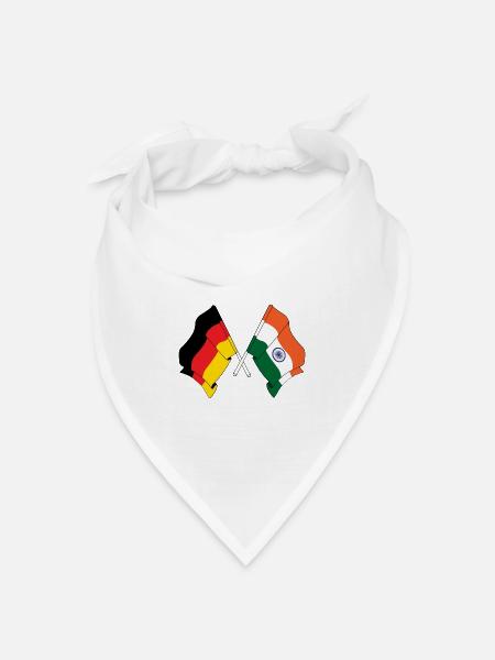 Flagge von Deutschland und Flagge Indien - Bandana Dreieckstuch - Weiß