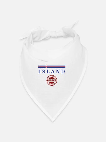 Flagge von Island, Isländischer Stolz - Bandana Dreieckstuch - Weiß