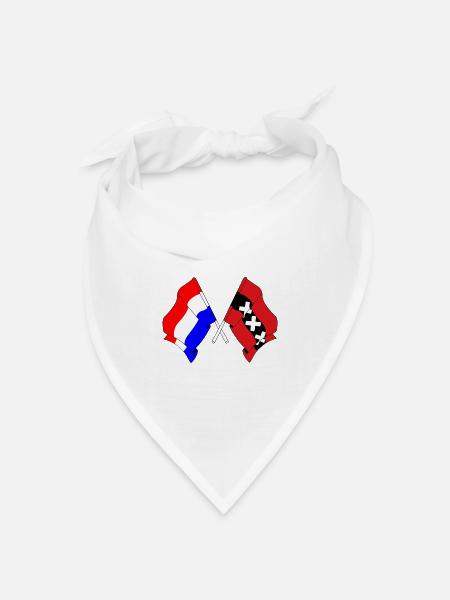 Flagge Niederlande, Amsterdam gekreuzt - Bandana Dreieckstuch - Weiß