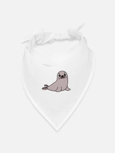 Robbe Seehund - Bandana Dreieckstuch - Weiß
