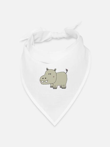 Verspielter Hippo-Charme für Kinder - Bandana Dreieckstuch - Weiß