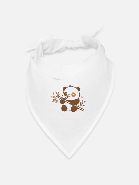 Kuschelpanda mit Bambus - Bandana Dreieckstuch - Weiß