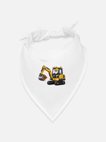 Süßer Pinguin Baggerfahrer Bauarbeiter Cartoon - Bandana Dreieckstuch - Weiß