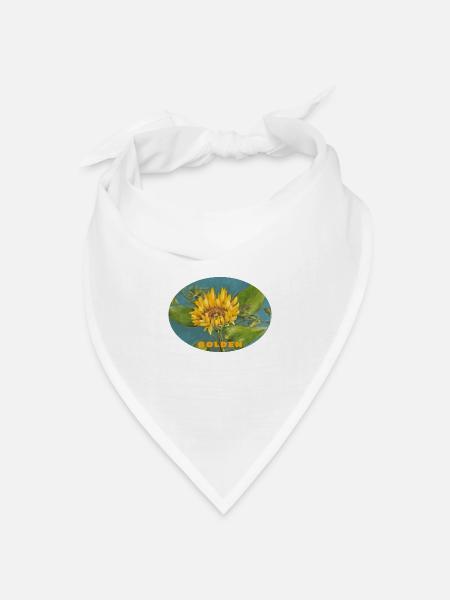 Golden – Leuchtende Sonnenblumen-Makro-Ellipse - Bandana Dreieckstuch - Weiß