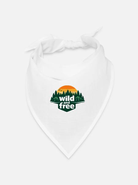 Wild and Free Waldsilhouette Sonnenuntergang - Bandana Dreieckstuch - Weiß