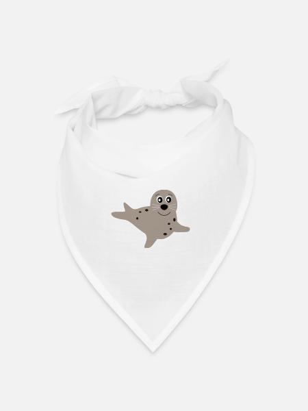 Seehund T-Shirt – lustige Robbe | Nordsee Geschenk - Bandana Dreieckstuch - Weiß