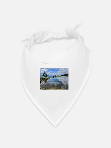 Alpensee Spiegelbild Panorama - Bandana Dreieckstuch - Weiß