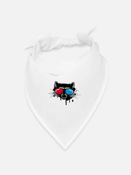 niedlicher Waschbär mit 3D Brille im Graffiti Stil - Bandana Dreieckstuch - Weiß