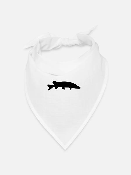 Fisch-Silhouette Hecht - Bandana Dreieckstuch - Weiß
