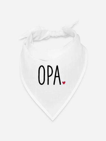 Opa Herz - Geschenk Enkel Liebe - Bandana Dreieckstuch - Weiß