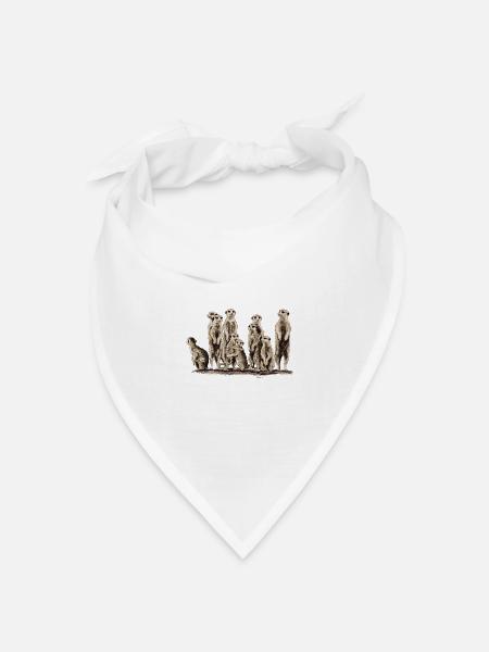 Erdmännchen - Bandana Dreieckstuch - Weiß