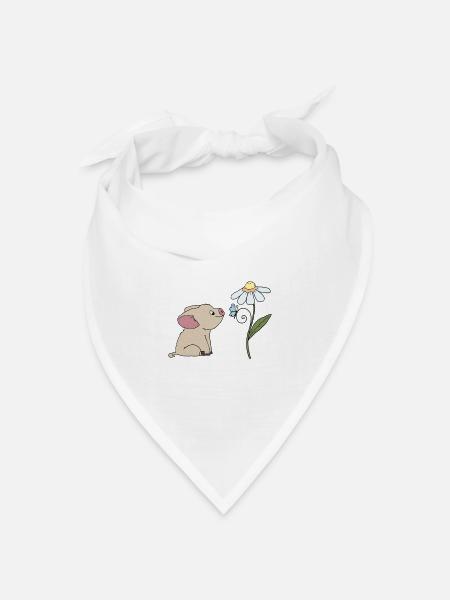 Schweinchen und Schmetterling - Bandana Dreieckstuch - Weiß