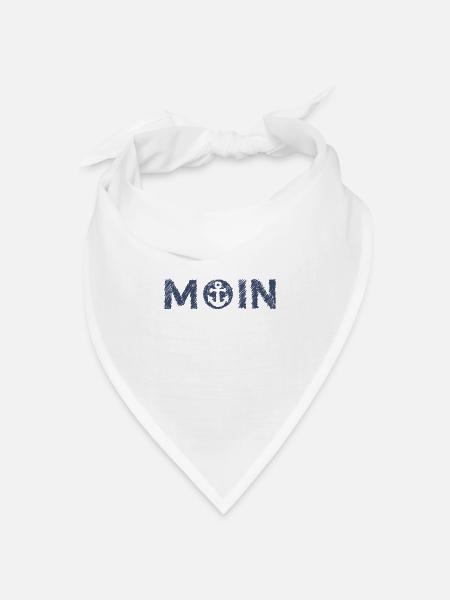 Moin Anker Nordsee Gekritzel Geschenkidee Graublau - Bandana Dreieckstuch - Weiß