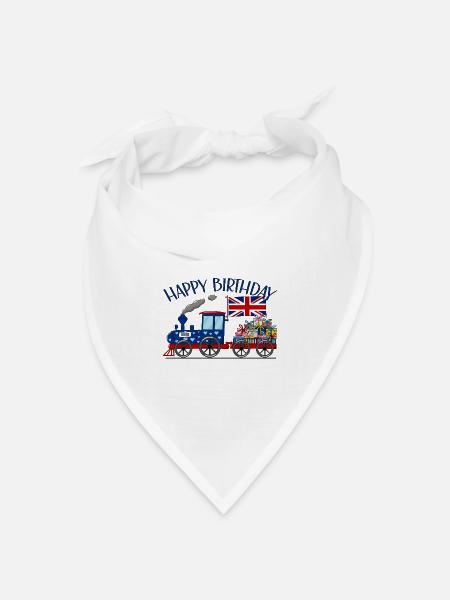 Happy Birthday England Flagge Geschenke Eisenbahn - Bandana Dreieckstuch - Weiß