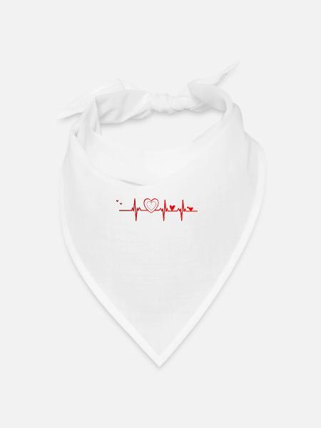 Herzschlag - Bandana Dreieckstuch - Weiß